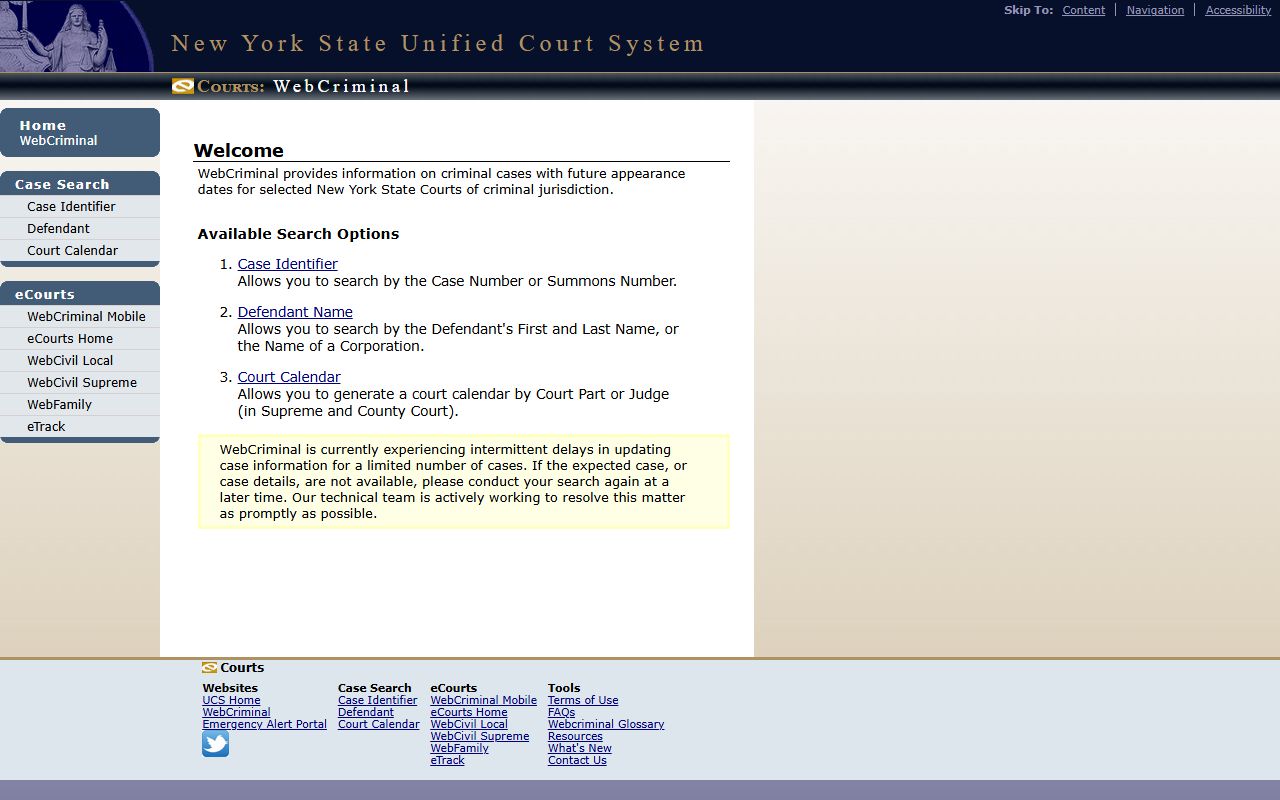 WebCriminal search for Essex County court records after jail arrest